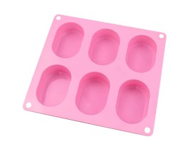 Molde silicona 6 jabones ovalados facetados
